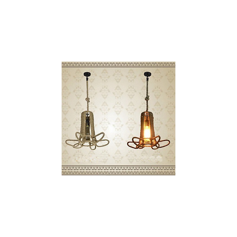 Lámpara de araña de hierro forjado retro de cáñamo industrial rural de tipo norteamericano