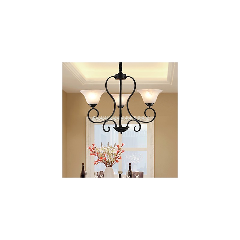 Lámpara de araña retro de 3 luces de metal estilo campestre