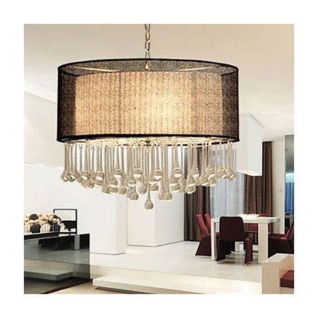 Lámpara colgante contemporánea de cristal de 4 luces con pantalla negra Lámpara colgante contemporánea de cristal de 4 luces con pantalla negra