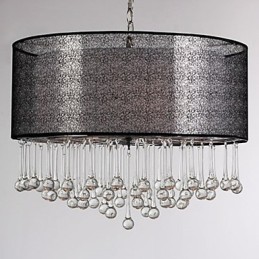 Lámpara colgante contemporánea de cristal de 4 luces con pantalla negra