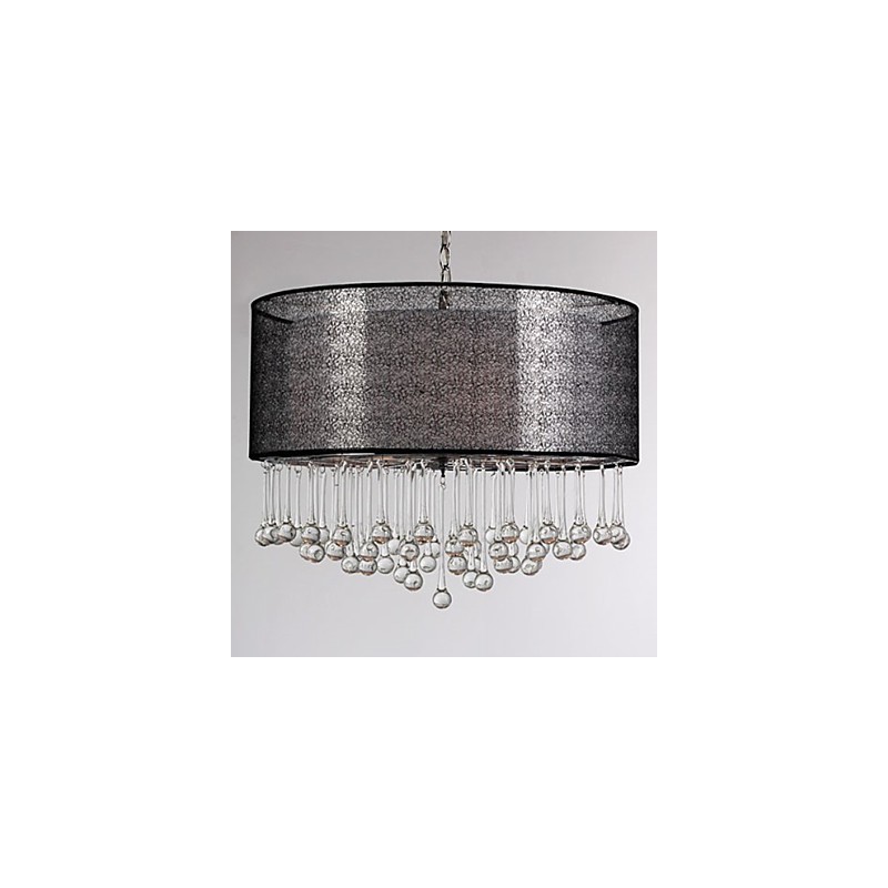 Lámpara colgante contemporánea de cristal de 4 luces con pantalla negra