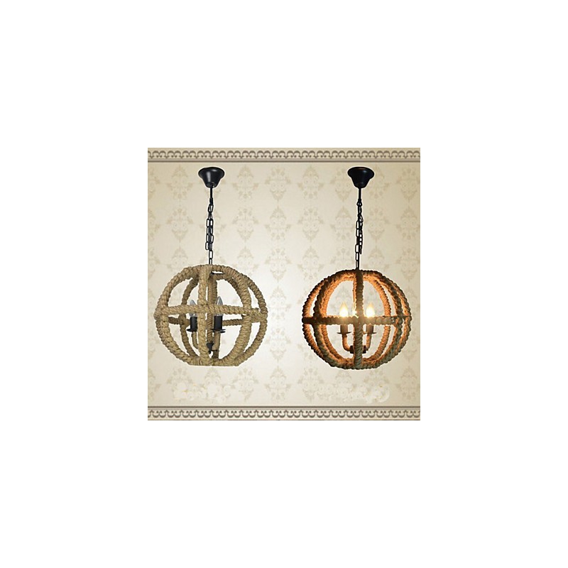Lámpara de araña de hierro forjado retro de cáñamo industrial rural de tipo norteamericano