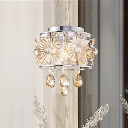 Lámpara de techo moderna con esfera transparente y lustre de cristal, lámpara colgante para decoración del hogar