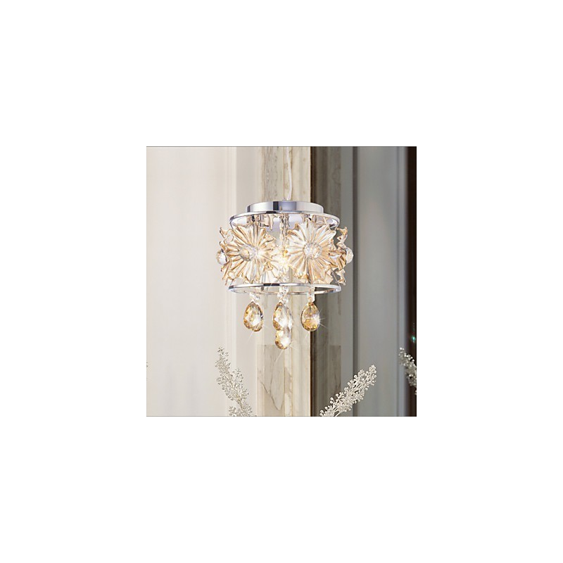Lámpara de techo moderna con esfera transparente y lustre de cristal, lámpara colgante para decoración del hogar