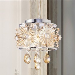 Lámpara de techo moderna con esfera transparente y lustre de cristal, lámpara colgante para decoración del hogar