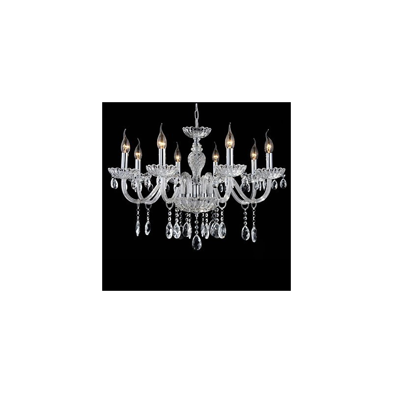 Lámpara de araña de cristal estilo palacio de 8 luces con bombilla de vela