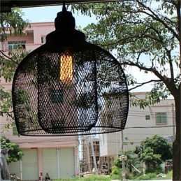 Lámpara de araña de hierro con forma de jaula de pájaros estilo retro americano