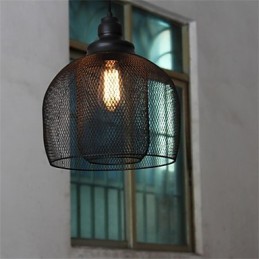 Lámpara de araña de hierro con forma de jaula de pájaros estilo retro americano