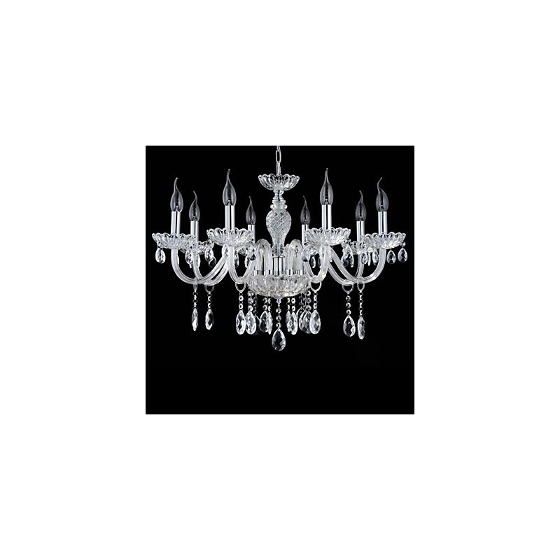 Lámpara de araña de cristal estilo palacio de 8 luces con bombilla de vela
