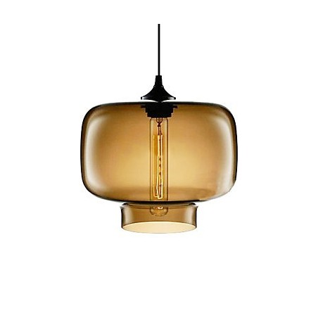 Lámpara colgante moderna de cristal de 70 W con diseño de botella marrón transparente Lámpara colgante moderna de cristal de 70 W con diseño de botella marrón transparente