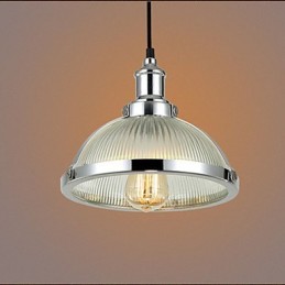 Lámpara colgante pequeña con pantalla de cristal estilo retro americano