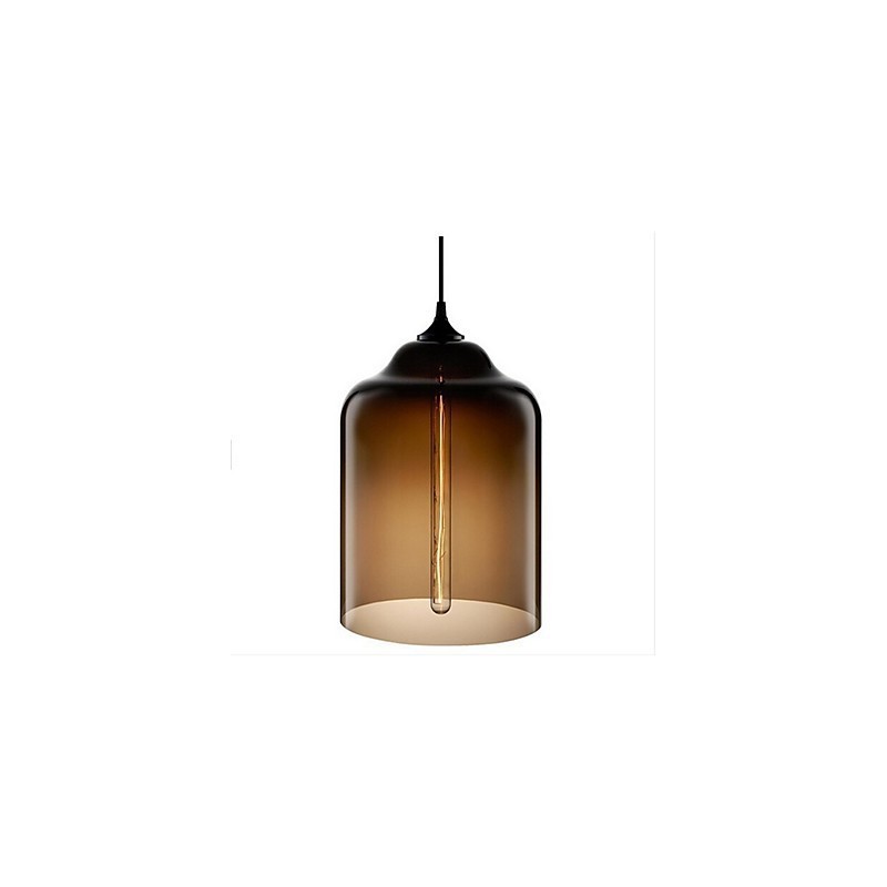 Lámpara colgante de cristal de una sola cabeza, estilo retro y creativo, en una cafetería con pecera.