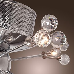 Lámpara de techo moderna contemporánea de metal cromado y cristal