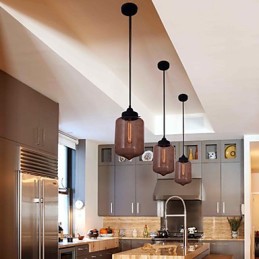 Lámpara colgante moderna de cristal de 70 W con diseño de botella transparente