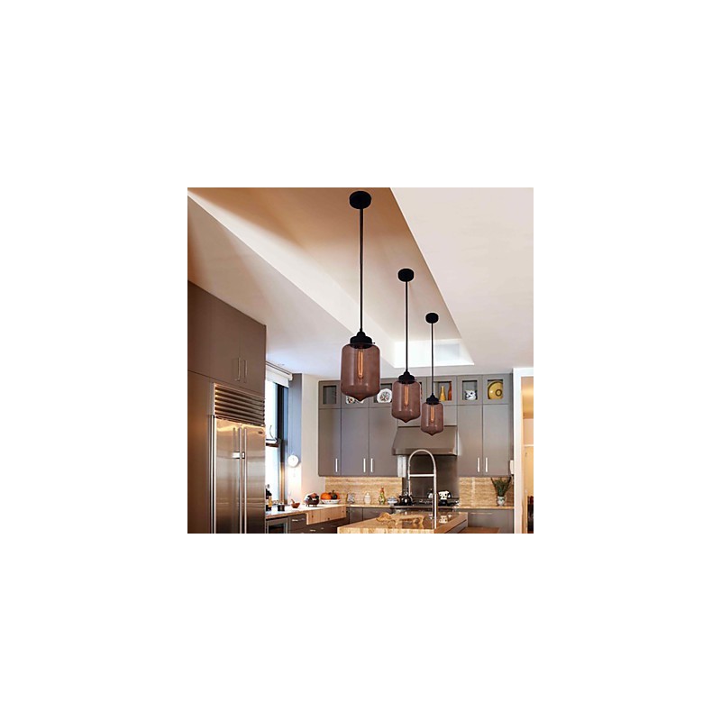 Lámpara colgante moderna de cristal de 70 W con diseño de botella transparente