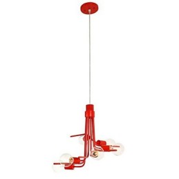 Lámpara colgante de 6 luces de estilo norteamericano en color rojo