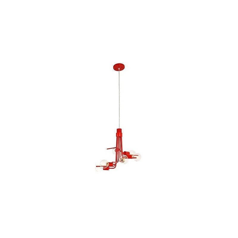 Lámpara colgante de 6 luces de estilo norteamericano en color rojo