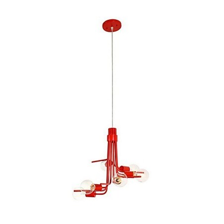 Lámpara colgante de 6 luces de estilo norteamericano en color rojo Lámpara colgante de 6 luces de estilo norteamericano en color rojo