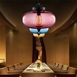 Lámpara colgante de cristal de una sola cabeza, estilo retro y creativo, en una cafetería con pecera.
