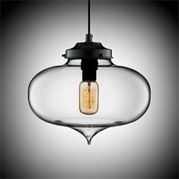 Lámpara colgante de cristal de una sola cabeza, estilo retro y creativo, en una cafetería con pecera.