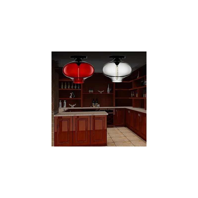 Lámpara colgante de cristal de una sola cabeza, estilo retro y creativo, en una cafetería con pecera.