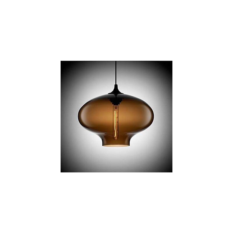 Lámpara colgante de cristal de una sola cabeza, estilo retro y creativo, en una cafetería con pecera.