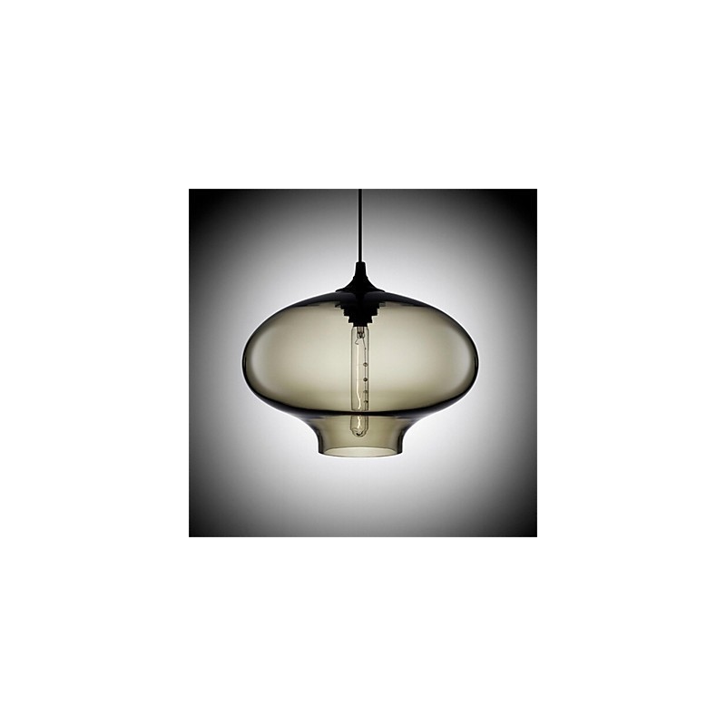 Lámpara colgante de cristal de una sola cabeza, estilo retro y creativo, en una cafetería con pecera.