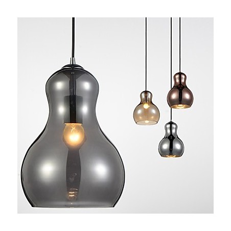 Lámpara colgante en forma de calabaza, 1 luz, moderna simplicidad, cromo dorado, oro rosa, ámbar, gris ahumado, vidrio y acero al carbono. Lámpara colgante en forma de calabaza, 1 luz, moderna simplicidad, cromo dorado, oro rosa, ámbar, gris ahumado, vidrio y acero al carbono.