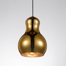 Lámpara colgante en forma de calabaza, 1 luz, moderna simplicidad, cromo dorado, oro rosa, ámbar, gris ahumado, vidrio y acero al carbono.