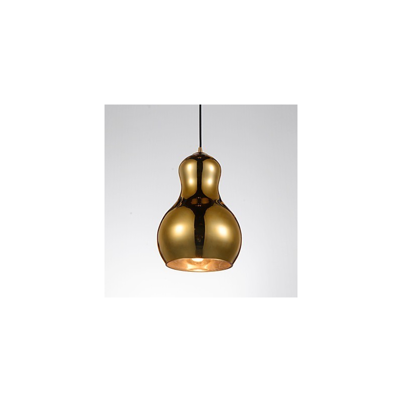 Lámpara colgante en forma de calabaza, 1 luz, moderna simplicidad, cromo dorado, oro rosa, ámbar, gris ahumado, vidrio y acero al carbono.