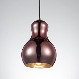 Lámpara colgante en forma de calabaza, 1 luz, moderna simplicidad, cromo dorado, oro rosa, ámbar, gris ahumado, vidrio y acero al carbono.