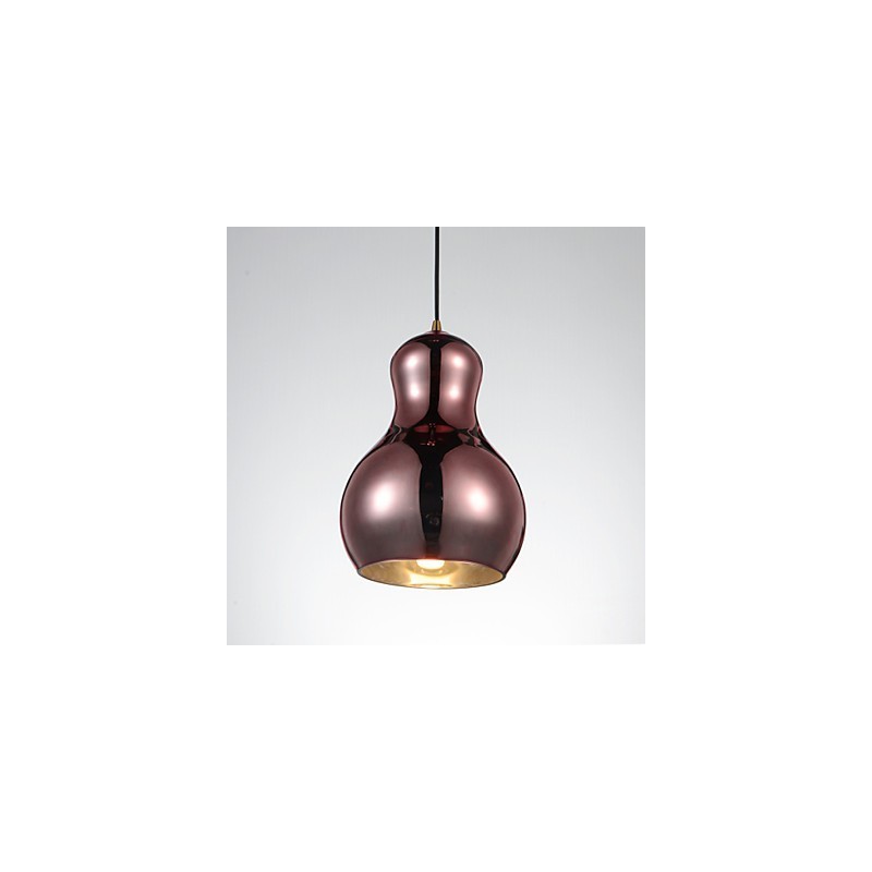 Lámpara colgante en forma de calabaza, 1 luz, moderna simplicidad, cromo dorado, oro rosa, ámbar, gris ahumado, vidrio y acero al carbono.