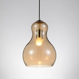 Lámpara colgante en forma de calabaza, 1 luz, moderna simplicidad, cromo dorado, oro rosa, ámbar, gris ahumado, vidrio y acero al carbono.