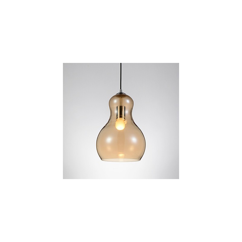 Lámpara colgante en forma de calabaza, 1 luz, moderna simplicidad, cromo dorado, oro rosa, ámbar, gris ahumado, vidrio y acero al carbono.