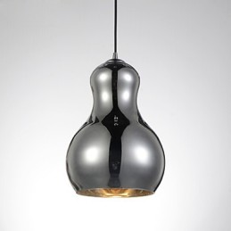 Lámpara colgante en forma de calabaza, 1 luz, moderna simplicidad, cromo dorado, oro rosa, ámbar, gris ahumado, vidrio y acero al carbono.