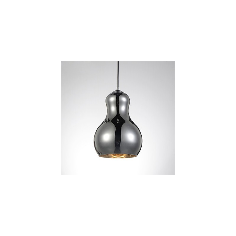 Lámpara colgante en forma de calabaza, 1 luz, moderna simplicidad, cromo dorado, oro rosa, ámbar, gris ahumado, vidrio y acero al carbono.
