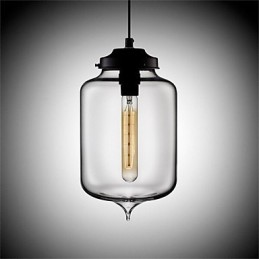 Lámpara colgante de cristal de una sola cabeza, estilo retro y creativo, en una cafetería con pecera.