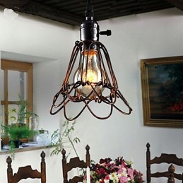 Lámpara de viento industrial estilo country americano, estilo retro, pequeña lámpara de araña de hierro tipo jaula.