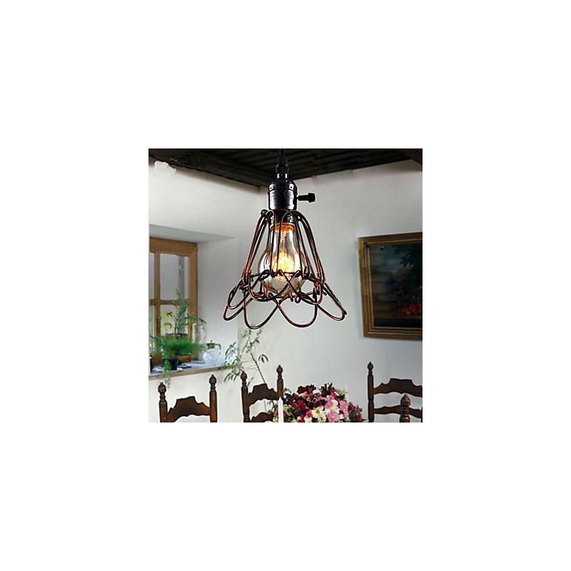 Lámpara de viento industrial estilo country americano, estilo retro, pequeña lámpara de araña de hierro tipo jaula.