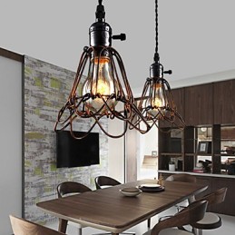 Lámpara de viento industrial estilo country americano, estilo retro, pequeña lámpara de araña de hierro tipo jaula.
