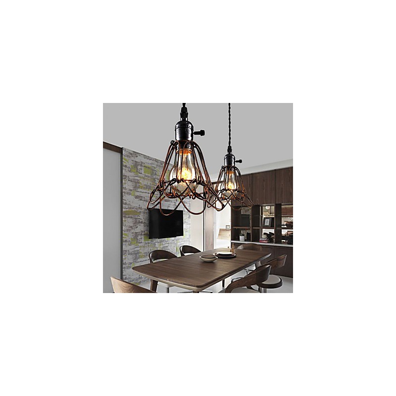 Lámpara de viento industrial estilo country americano, estilo retro, pequeña lámpara de araña de hierro tipo jaula.