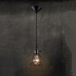 Lámpara de viento industrial estilo country americano, estilo retro, pequeña lámpara de araña de hierro tipo jaula.