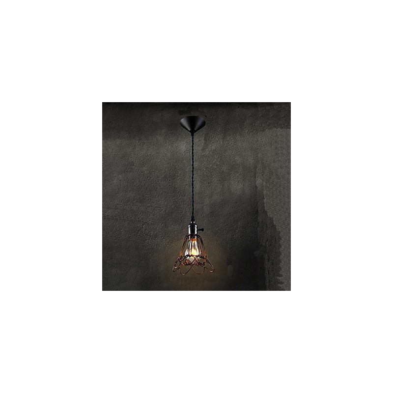 Lámpara de viento industrial estilo country americano, estilo retro, pequeña lámpara de araña de hierro tipo jaula.