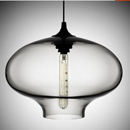 Lámpara colgante moderna de cristal transparente blanco y azul de 1 luz