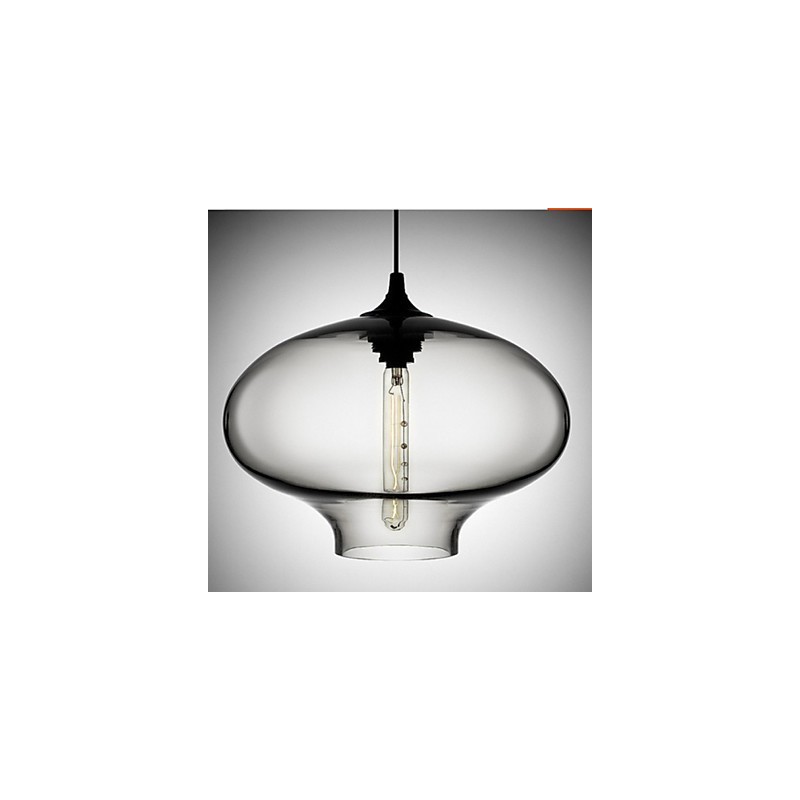 Lámpara colgante moderna de cristal transparente blanco y azul de 1 luz