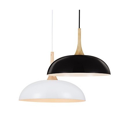 Lámpara colgante artística mini de 1 luz, moderna simplicidad, acabado en blanco y negro, de aluminio y madera. Lámpara colgante artística mini de 1 luz, moderna simplicidad, acabado en blanco y negro, de aluminio y madera.