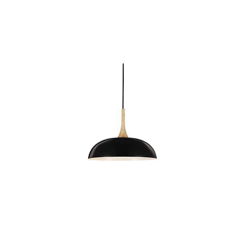 Lámpara colgante artística mini de 1 luz, moderna simplicidad, acabado en blanco y negro, de aluminio y madera.