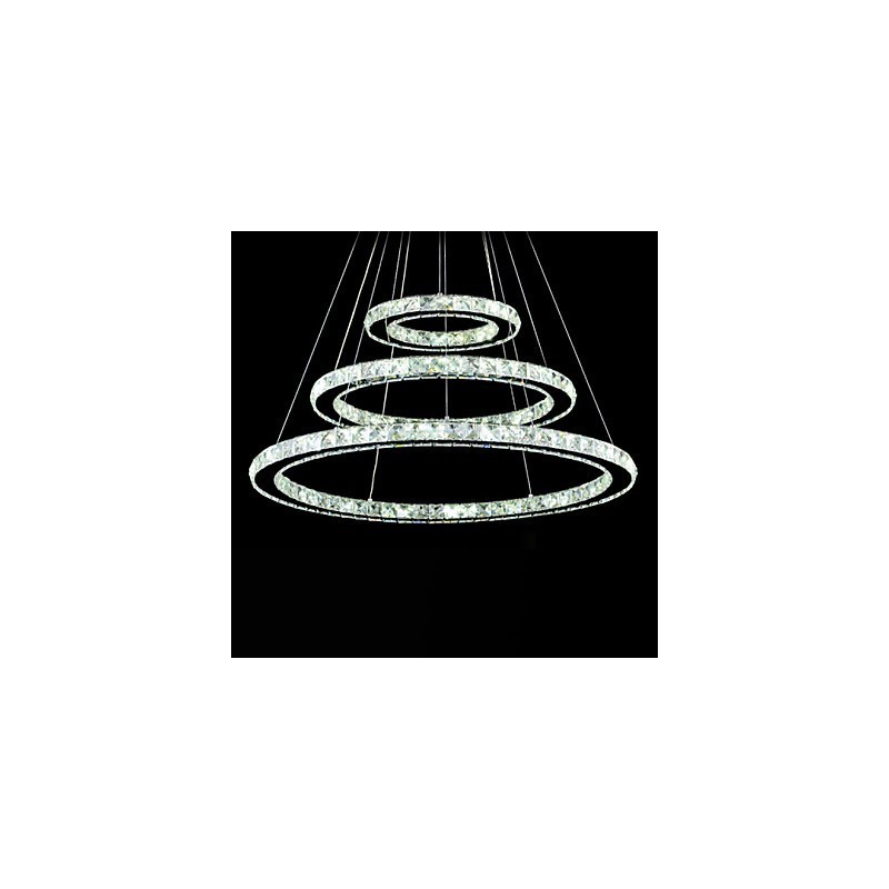 Lámpara colgante de cristal regulable, moderna lámpara circular de araña, lámparas de techo redondas de color blanco frío con control remoto.