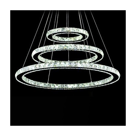 Lámpara colgante de cristal regulable, moderna lámpara circular de araña, lámparas de techo redondas de color blanco frío con control remoto. Lámpara colgante de cristal regulable, moderna lámpara circular de araña, lámparas de techo redondas de color blanco frío con control remoto.