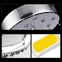 Lámpara colgante de cristal regulable, moderna lámpara circular de araña, lámparas de techo redondas de color blanco frío con control remoto.